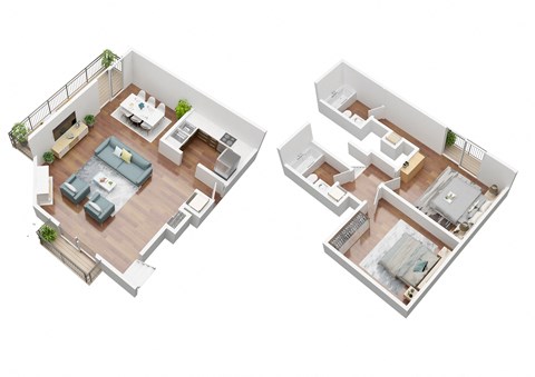 Floor plan for 2 beds, 2 baths, 1200 sqft